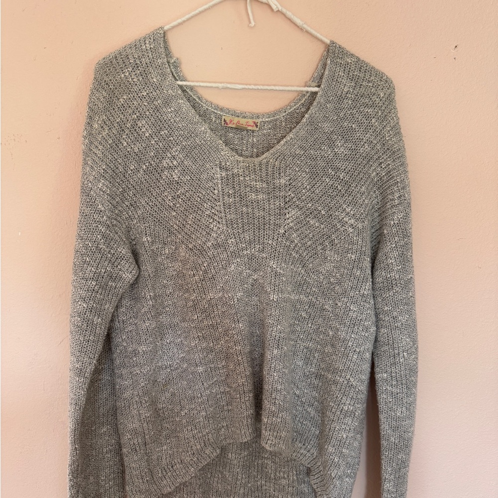 Gray V-Neck Women's Sweater